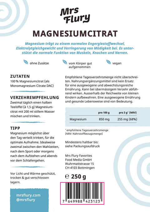 Magnesiumcitrat Pulver 250g